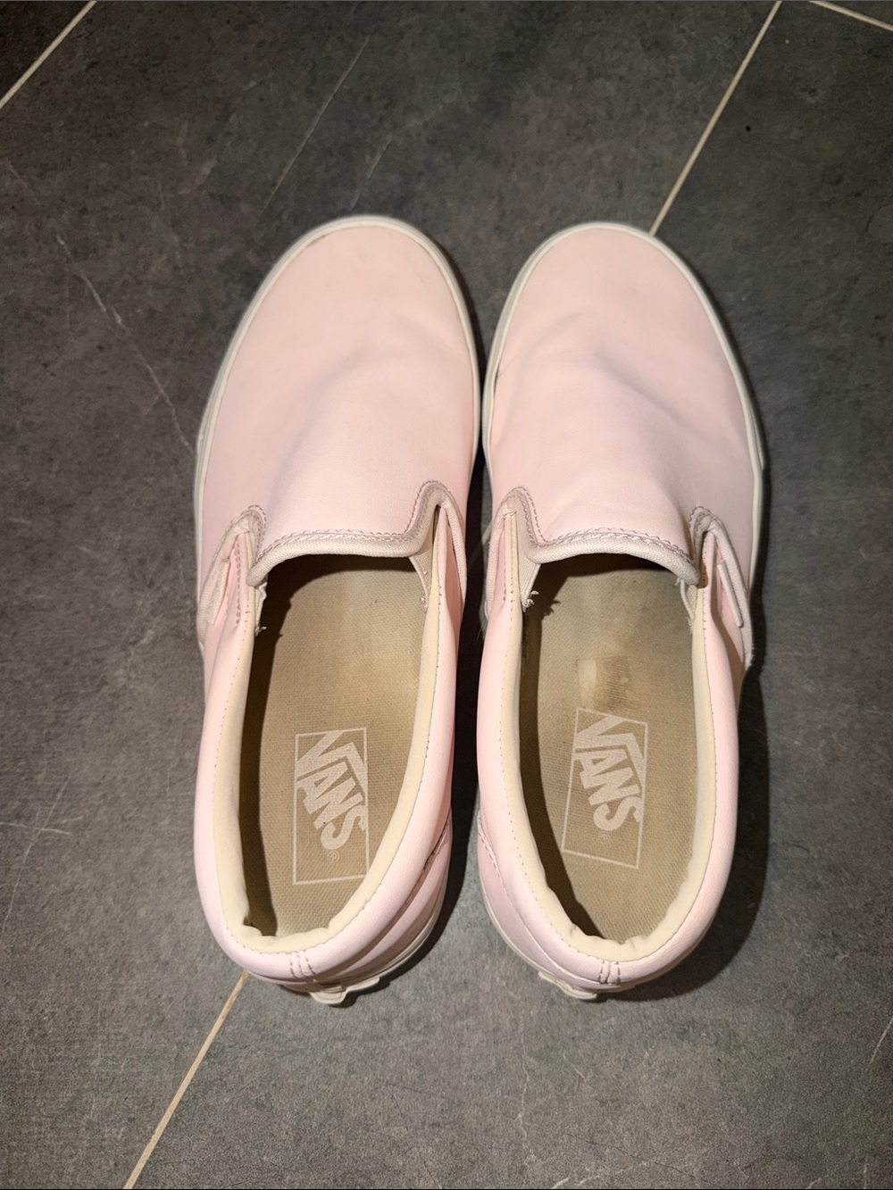 Vans Slip-On Sneakers in Pale Pink and White
